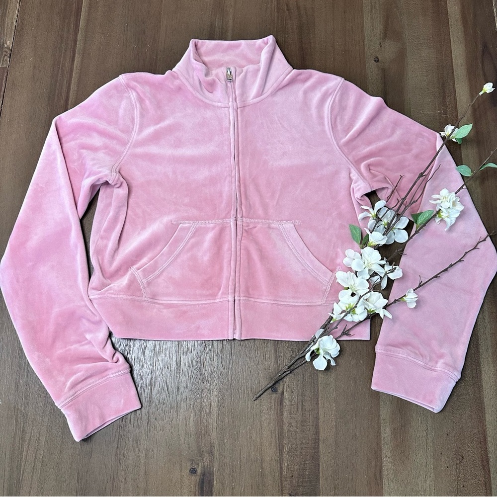 Hollister pink velour jacket size small